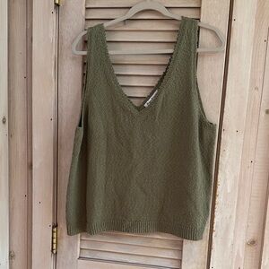 Tommy Bahama Olive Knit Tank Top Size XL Linen/Cotton Blend